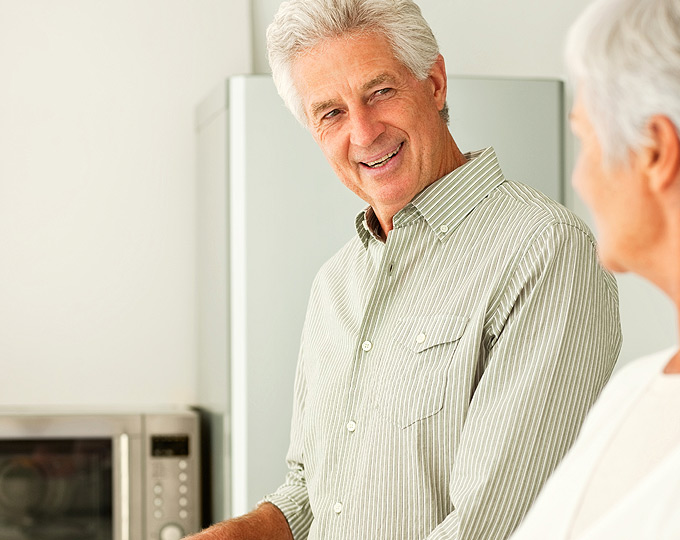 Senior Couple discussing mortgages