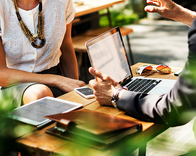 man and woman discussing mortgage options