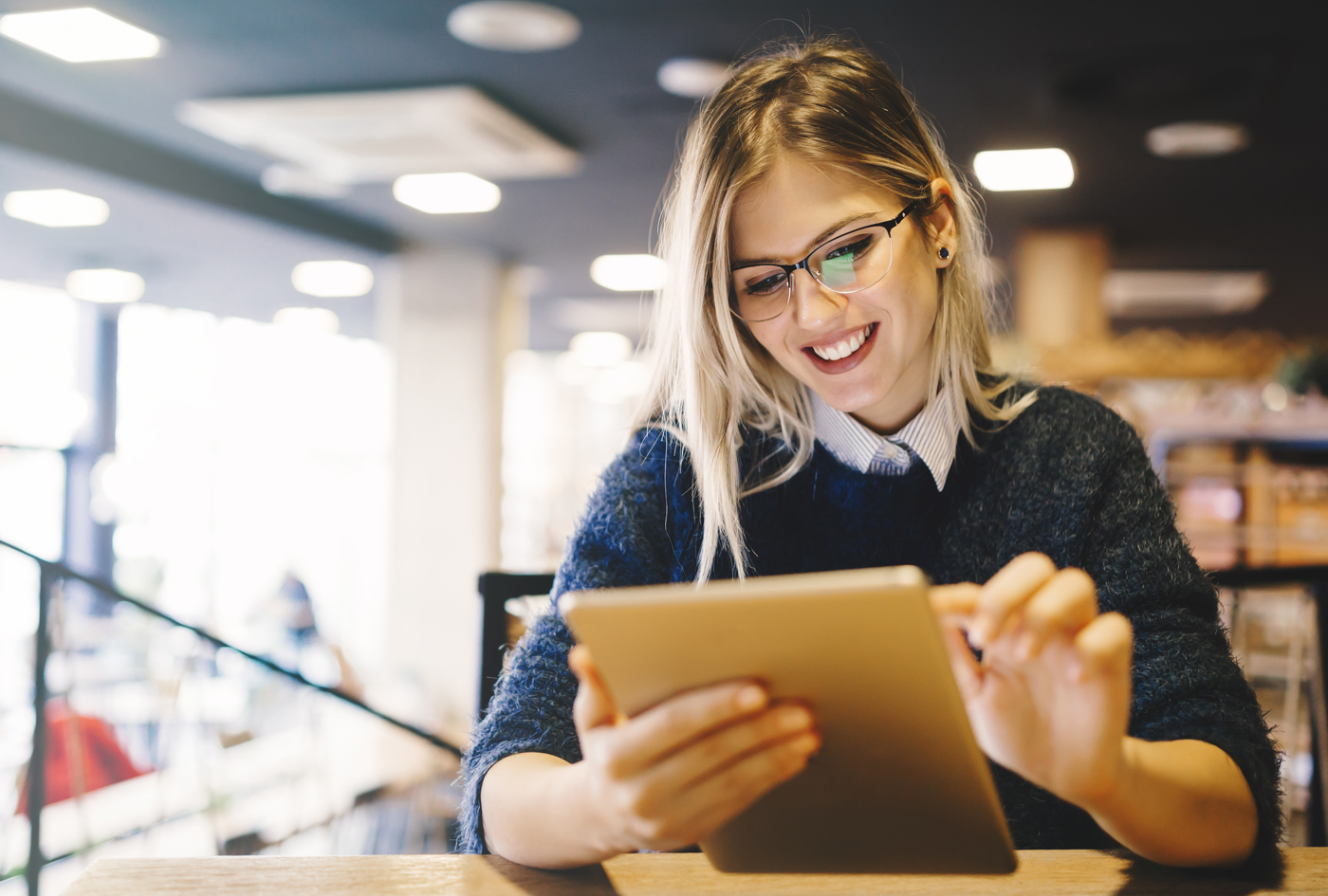 woman on ipad