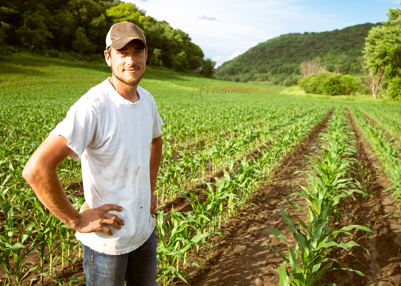 man and crop