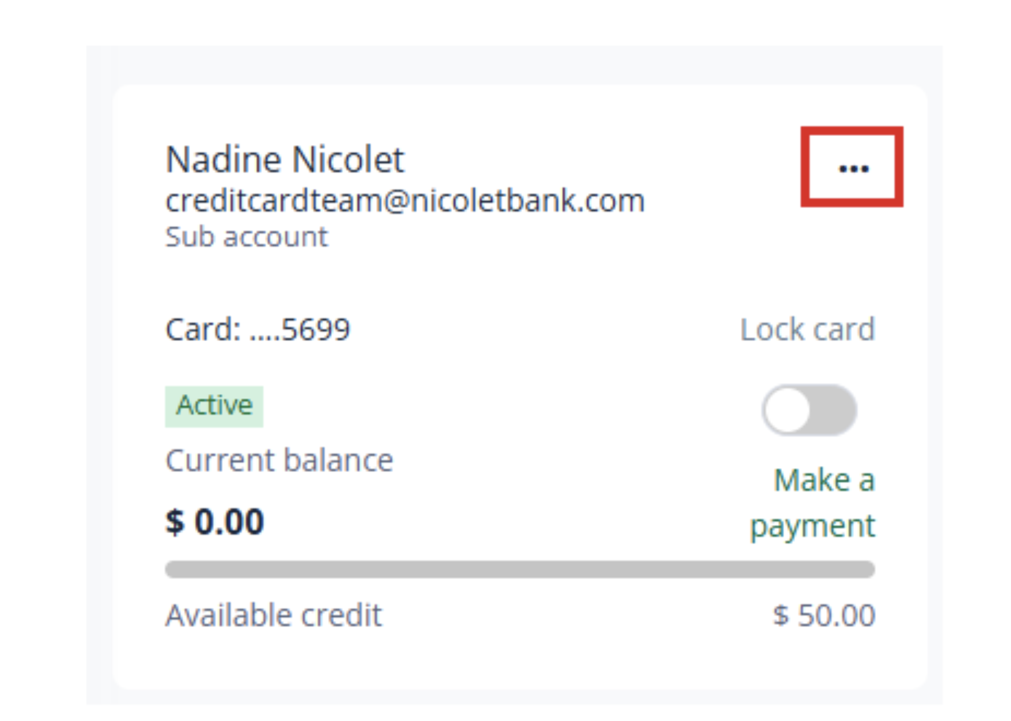 Spendtrack manage cards screenshot